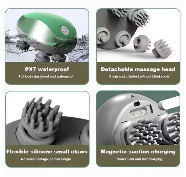 3D Electric Pet Head Massager Green