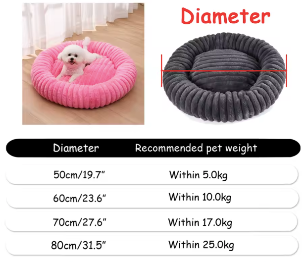 Striped Round Bed Grey